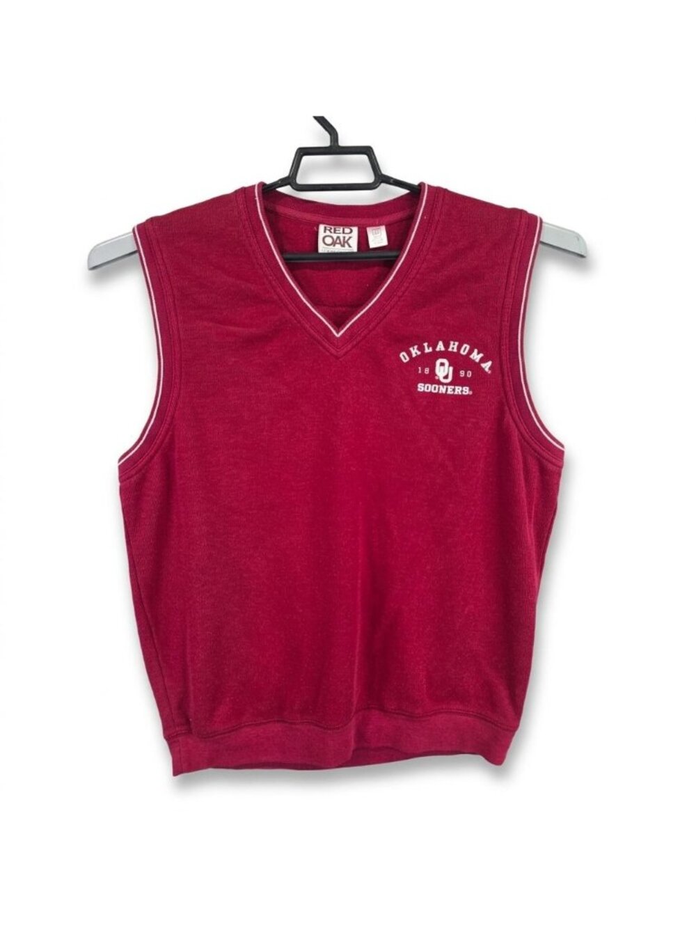 Mens Red Oak Crimson Red Oklahoma Sooners V-Neck Sweater Vest Sleeveless Size M
